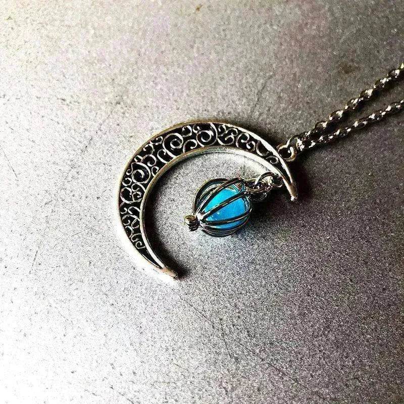 Hollow crescent Moon Luminous Pumpkin Necklace - EX-STOCK Canada