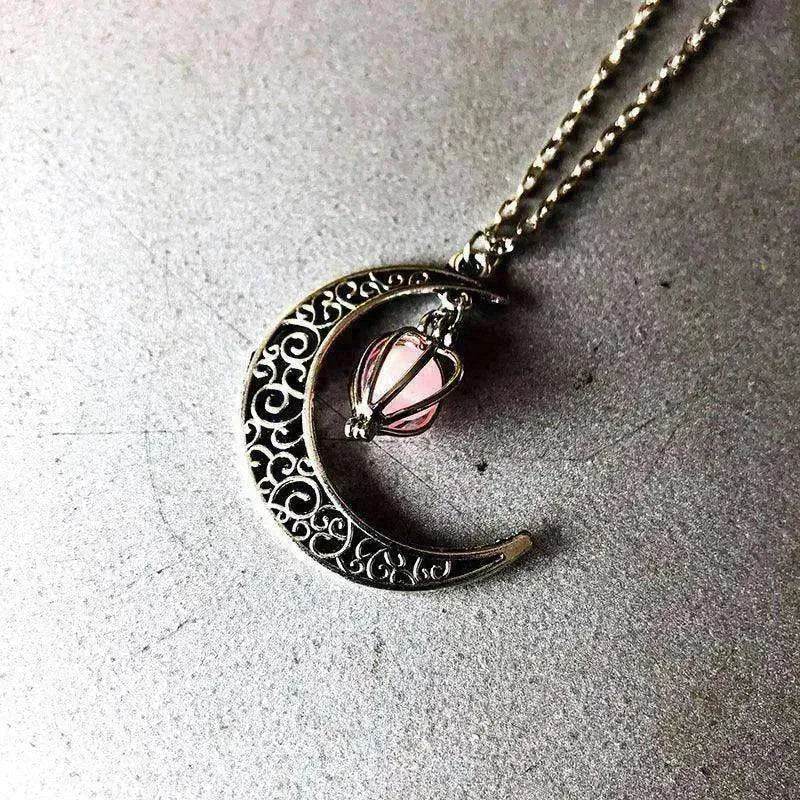 Hollow crescent Moon Luminous Pumpkin Necklace - EX-STOCK Canada