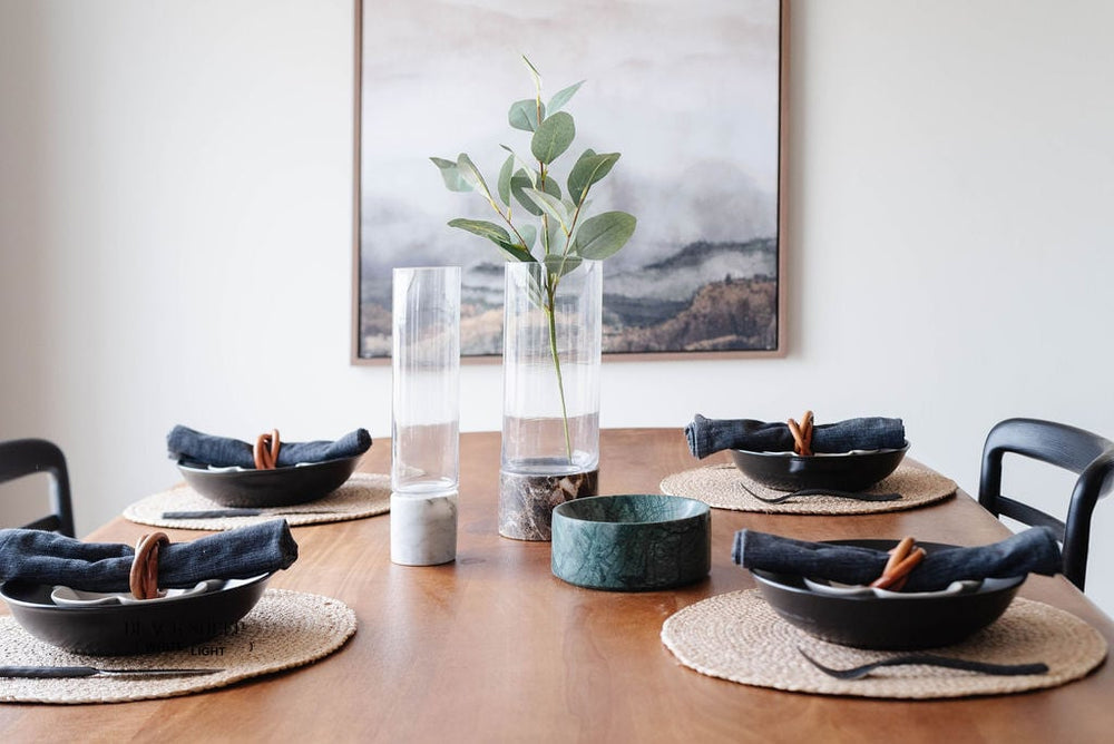 Bianco Carrara Marble and Glass Vase and Hurricane EX-STOCK Canada