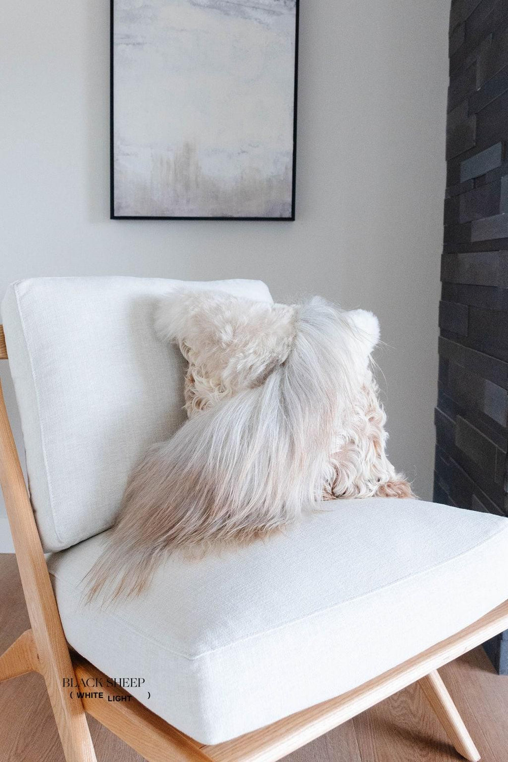 Coussin en peau de mouton mélangée, laine droite