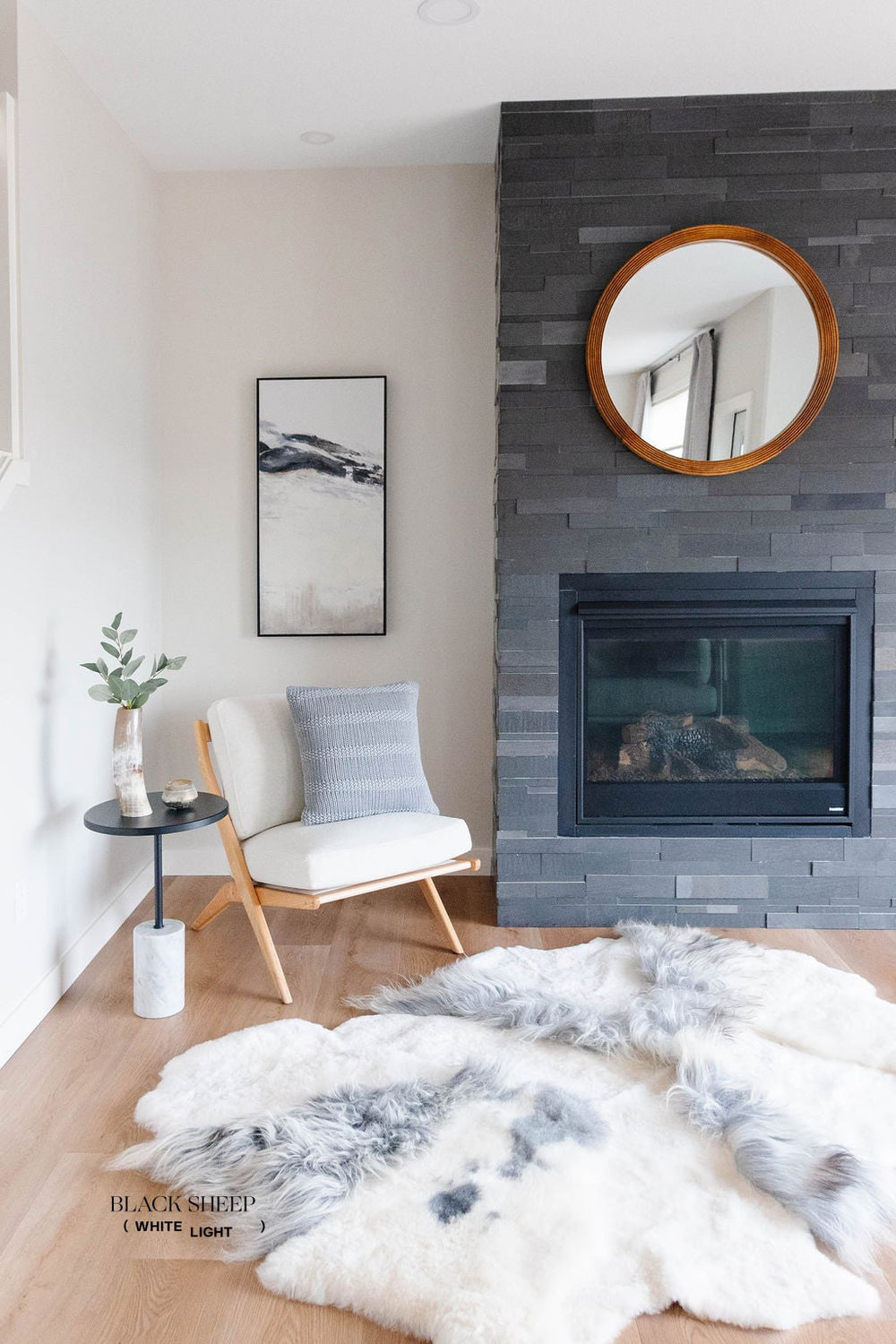 Grau Melange SchaffellteppichEX-STOCK Canada