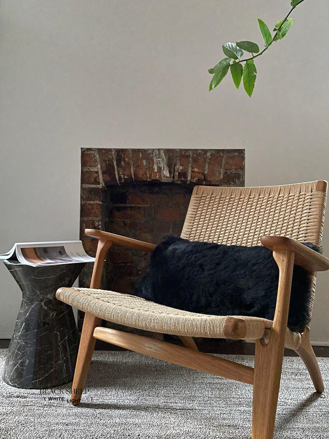 Rectangular Shorn Black Icelandic Sheepskin Pillow Cover EX-STOCK Canada