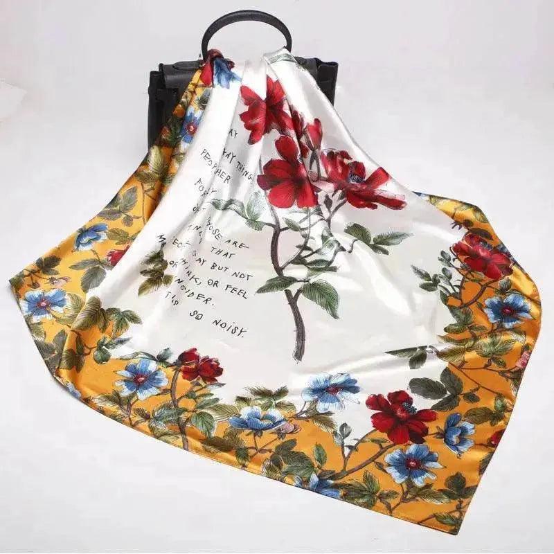 Foulard arabe à imprimé floral en soie synthétique - EX-STOCK Canada