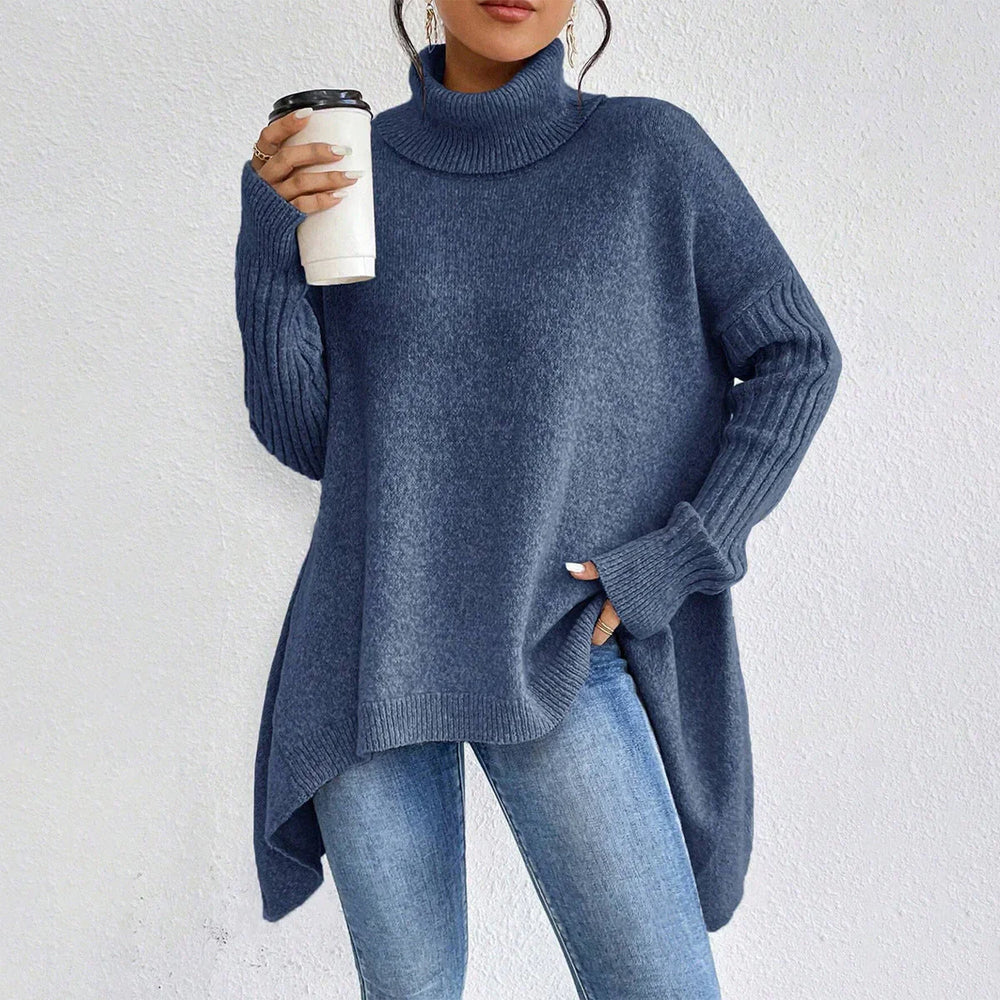 Irregular Turtleneck Sweater Winter Loose Long Sleeve Knitted Tops Leisure Warm Pullover Sweater Women's Clothing EX-STOCK Canada