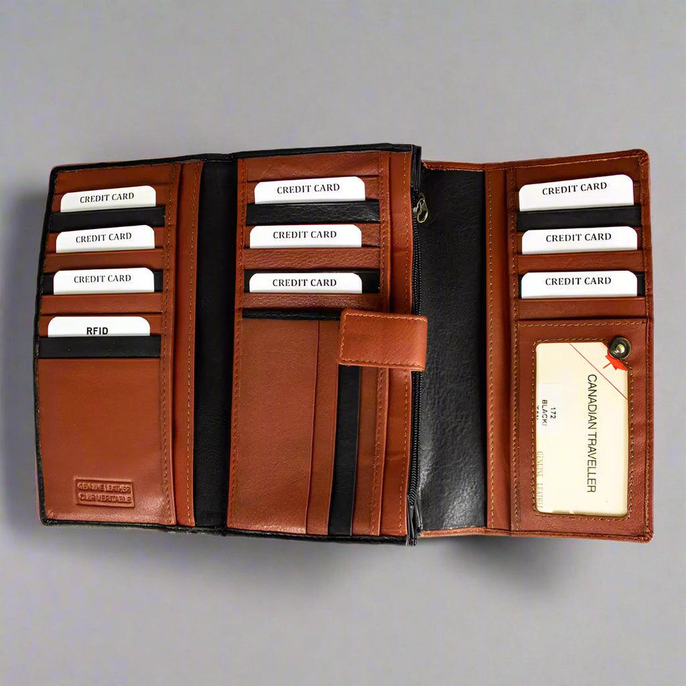 Portefeuille en cuir à triple volet RFID pour femmes JBG InternationalEX-STOCK Canada