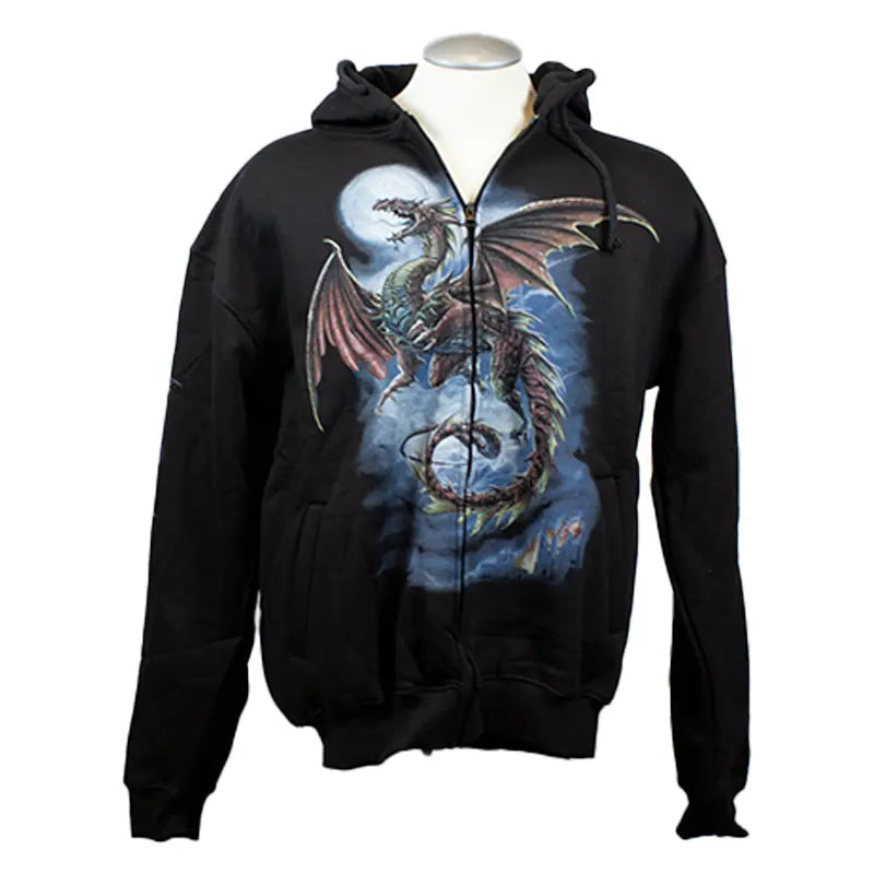 J&L Imports Men's Moon and Dragon Zip-Up Hoodie EX-STOCK Canada