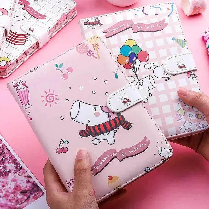 دفتر ملاحظات قابل للحمل صغير أبيض بمشبك مغناطيسي على شكل دب كابا هيبو، للفتاة، قلب، إبداعي، لطيف، دفتر يدوي EX-STOCK Canada