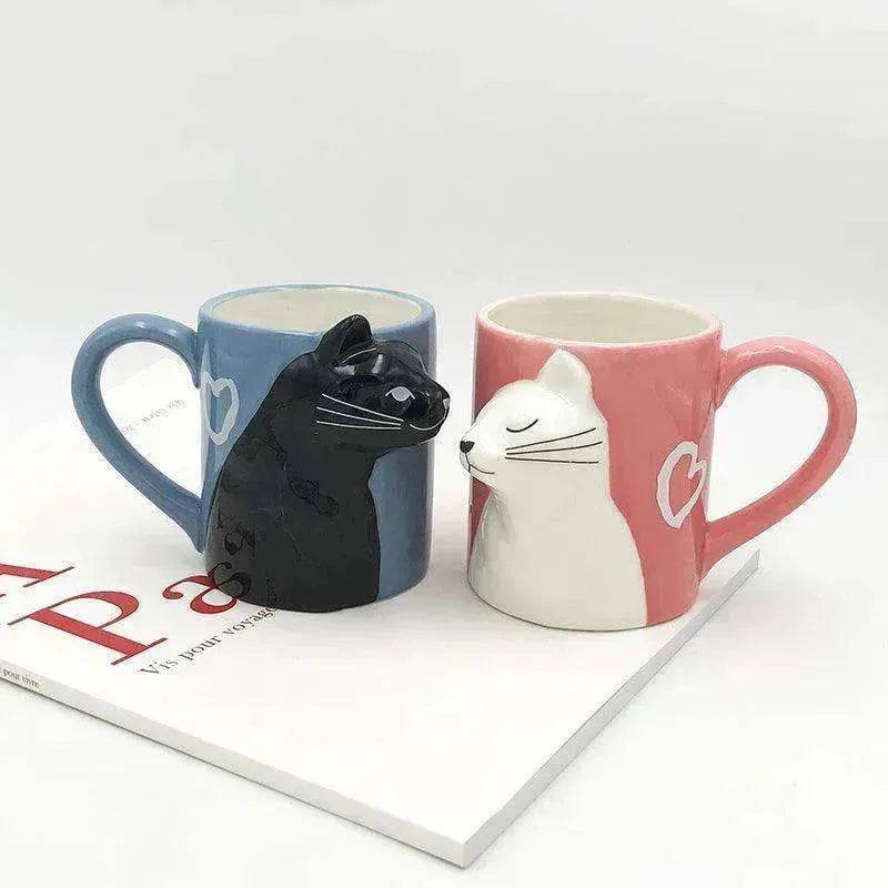 Kiss Cat Coffee Couple Handmade Mug - EX-STOCK Canada