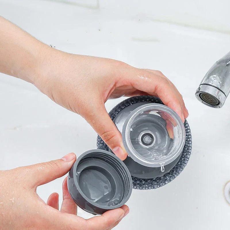 Kitchen Soap Dispensing Palm Brush Cleaner Push-type Brush Kitchen Detergent Tools EX-STOCK Canada