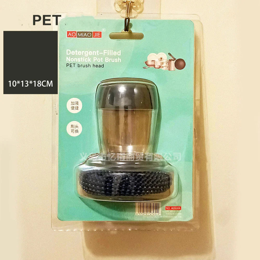 Kitchen Soap Dispensing Palm Brush Cleaner Push-type Brush Kitchen Detergent Tools EX-STOCK Canada