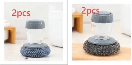 Kitchen Soap Dispensing Palm Brush Cleaner Push-type Brush Kitchen Detergent Tools EX-STOCK Canada