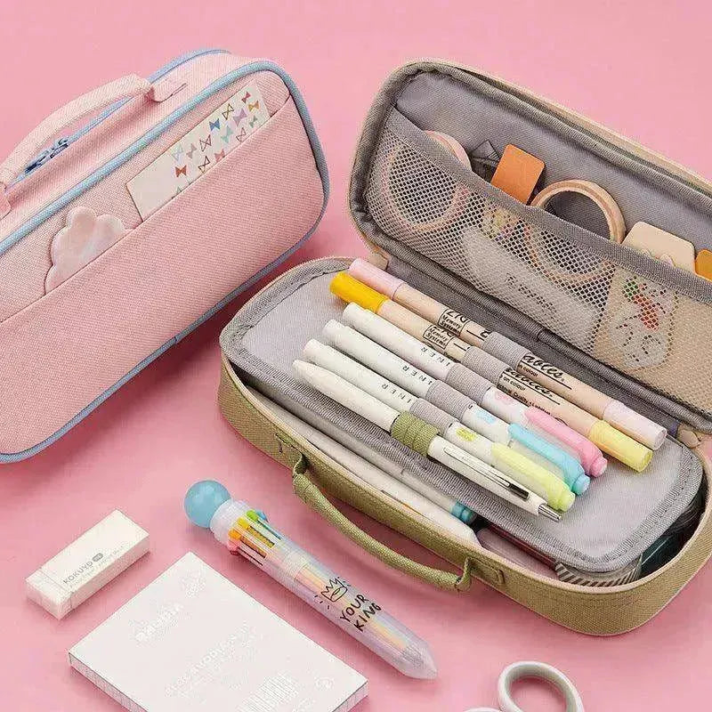 Trousse à crayons en toile style coréen pour l'école - EX-STOCK CANADA