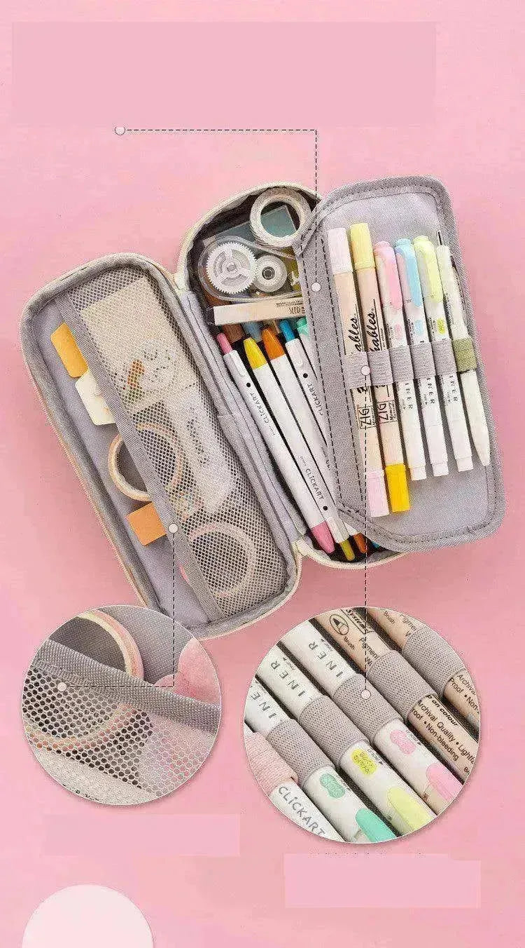 Trousse à crayons en toile style coréen pour l'école - EX-STOCK CANADA