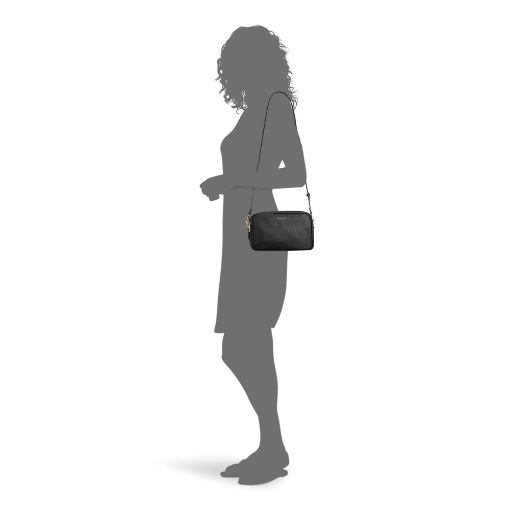 Sac à bandoulière en cuir avec double fermeture éclair GalaEX-STOCK Canada