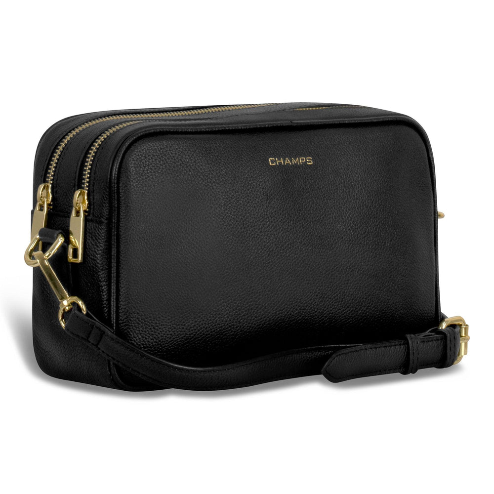 Sac à bandoulière en cuir avec double fermeture éclair GalaEX-STOCK Canada