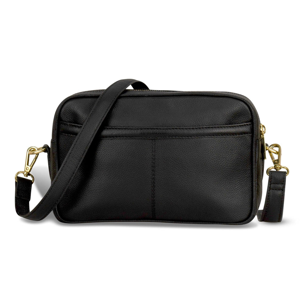 Sac à bandoulière en cuir avec double fermeture éclair GalaEX-STOCK Canada
