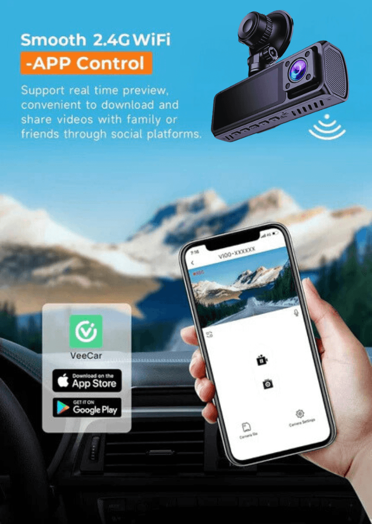 LDAS A20 Dashcam WiFi, 2,5K Autokamera, Dashcams mit App, Nachtsicht, G-Sensor, Loop-Aufnahme, 24-Stunden-Parkmodus, kostenlose 128GB SD-Karte, unterstützt bis zu 256GB (Schwarz)EX-STOCK Canada
