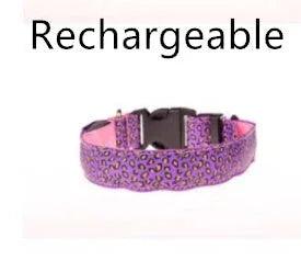 LED Dog Collar Safety Adjustable Nylon Leopard Pet Collar EX-STOCK Canada