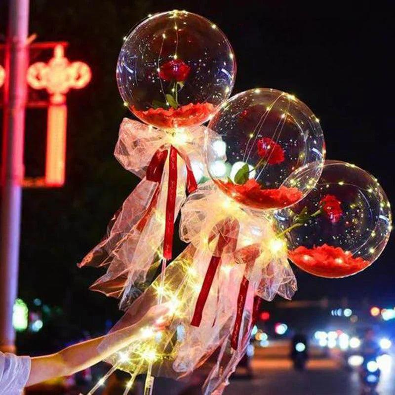 LED Luminous Balloon Rose Bouquet Transparent Bobo Ball Rose EX-STOCK Canada