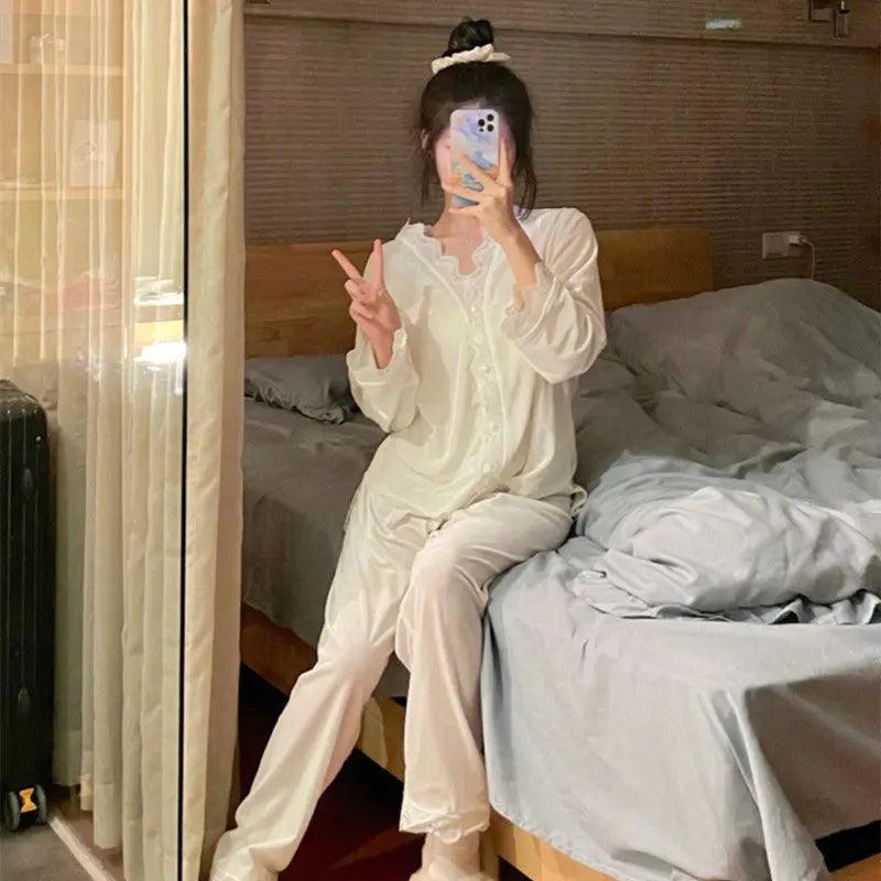 Lace Long-sleeved Pajamas Set For Women - EX-STOCK Canada