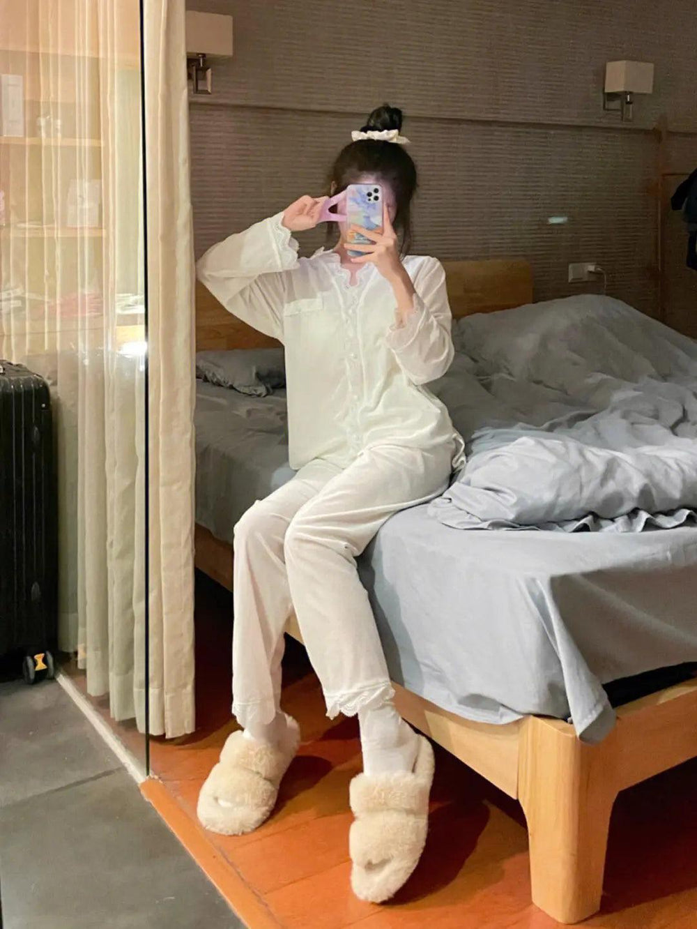 Lace Long-sleeved Pajamas Set For Women - EX-STOCK Canada