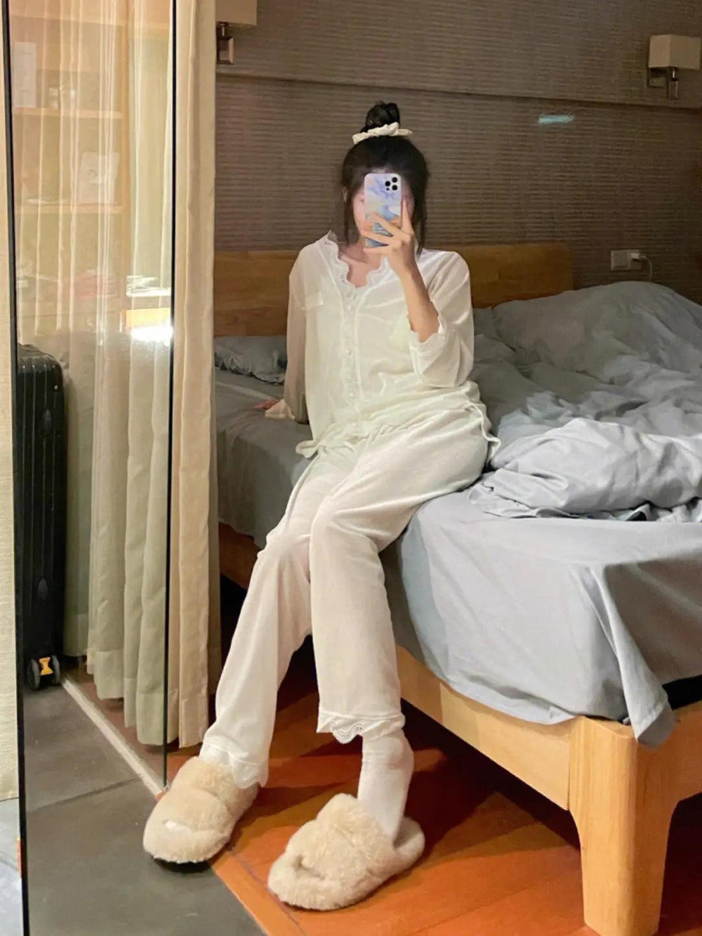 Lace Long-sleeved Pajamas Set For Women - EX-STOCK Canada