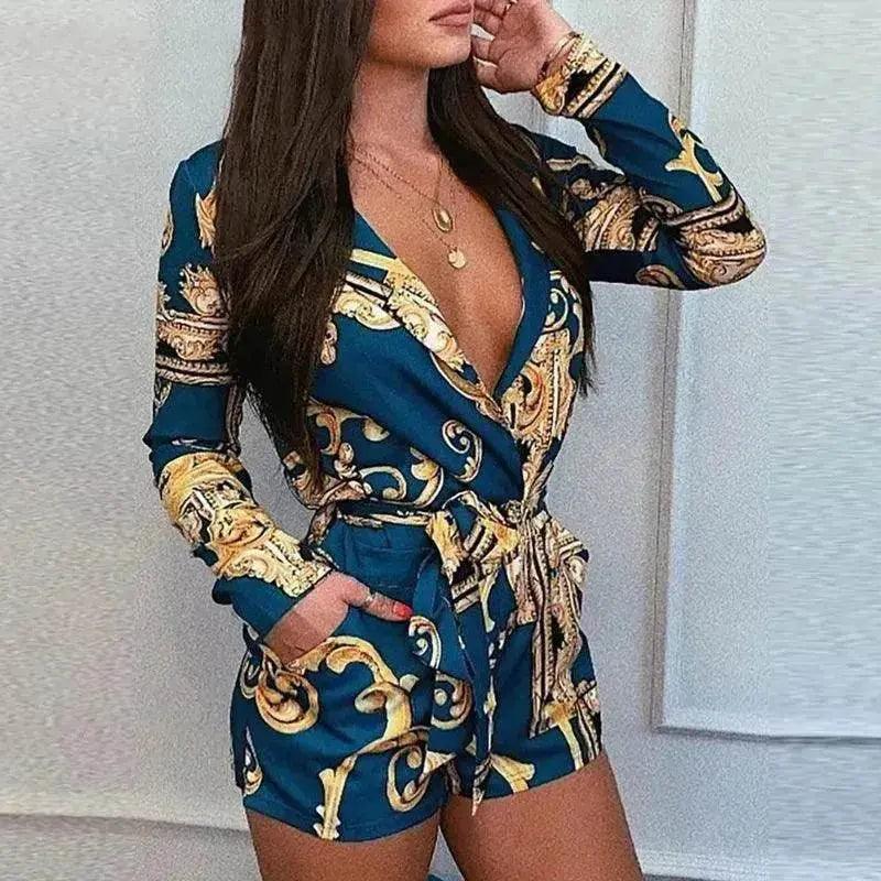 Ladies Vintage print short jumpsuit - EX-STOCK Canada