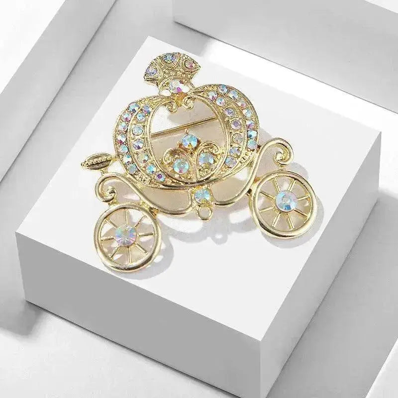 Lanhao Gray Guniang Pumpkin Car Brooch Fairy Tale Style Colorful Rhinestone - EX-STOCK Canada