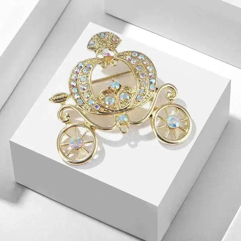 Lanhao Gray Guniang Pumpkin Car Brooch Fairy Tale Style Colorful Rhinestone - EX-STOCK Canada