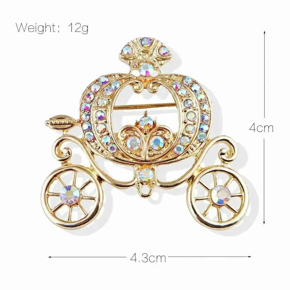 Lanhao Gray Guniang Pumpkin Car Brooch Fairy Tale Style Colorful Rhinestone - EX-STOCK Canada