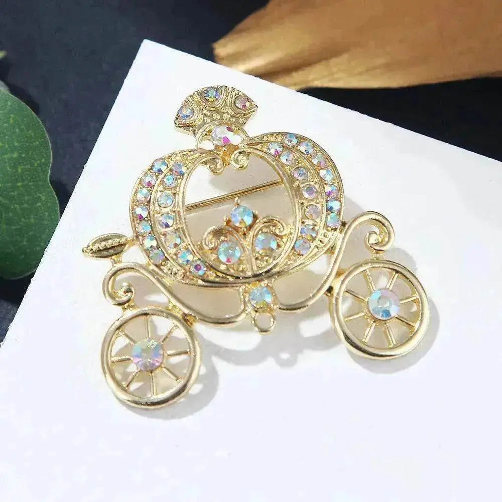 Lanhao Gray Guniang Pumpkin Car Brooch Fairy Tale Style Colorful Rhinestone - EX-STOCK Canada