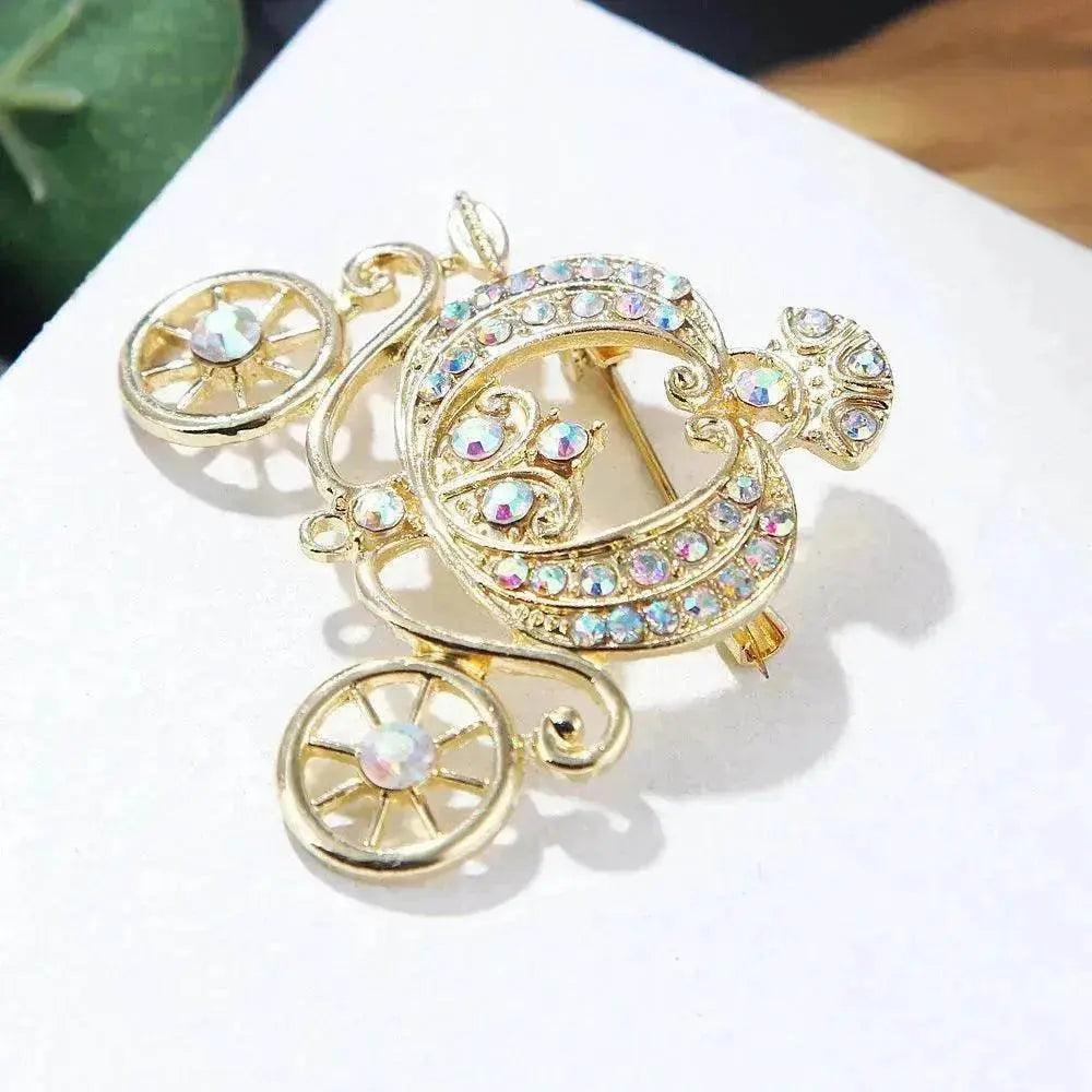 Lanhao Gray Guniang Pumpkin Car Brooch Fairy Tale Style Colorful Rhinestone - EX-STOCK Canada