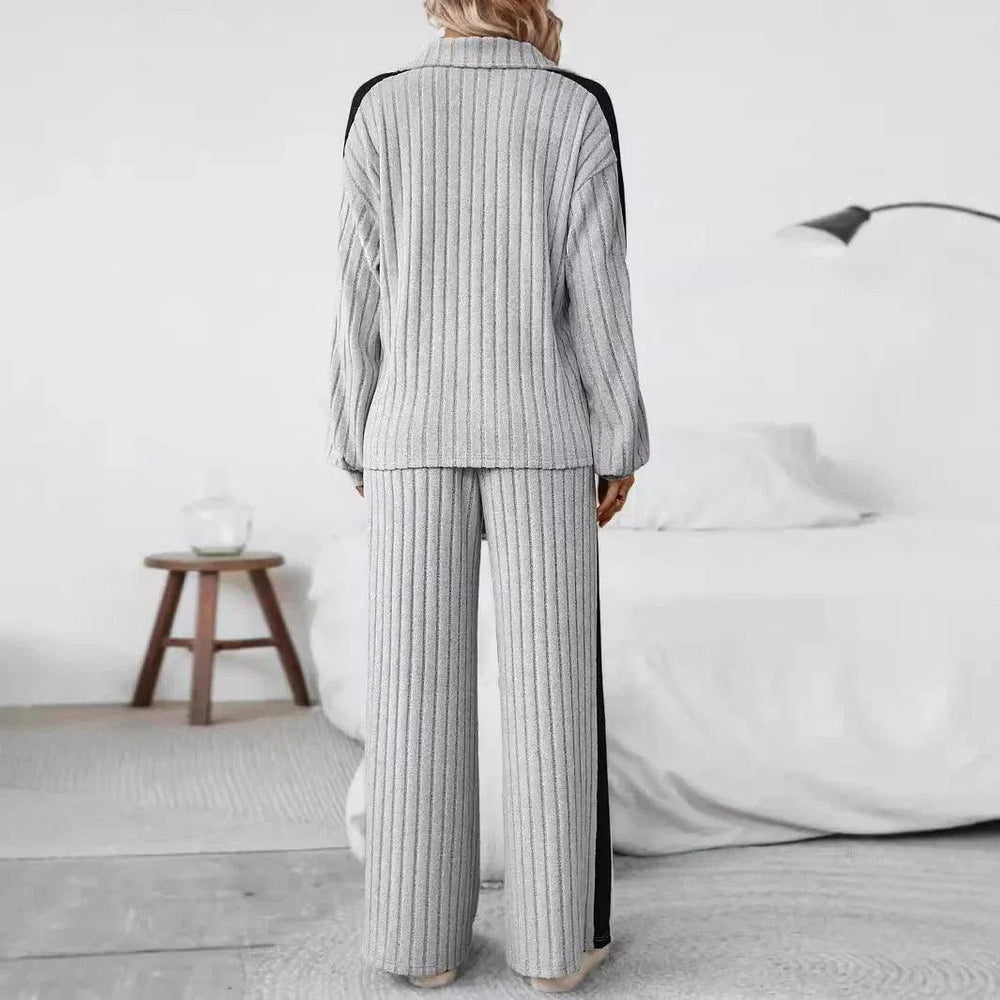 Large Size Casual Suit Women's Sweater Wide Leg Pants Two-piece Set EX-STOCK Canada