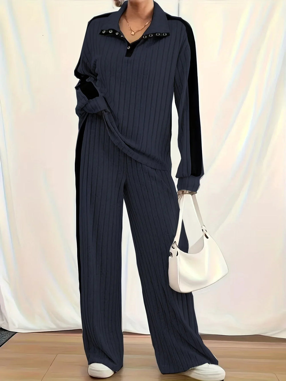 Large Size Casual Suit Women's Sweater Wide Leg Pants Two-piece Set EX-STOCK Canada