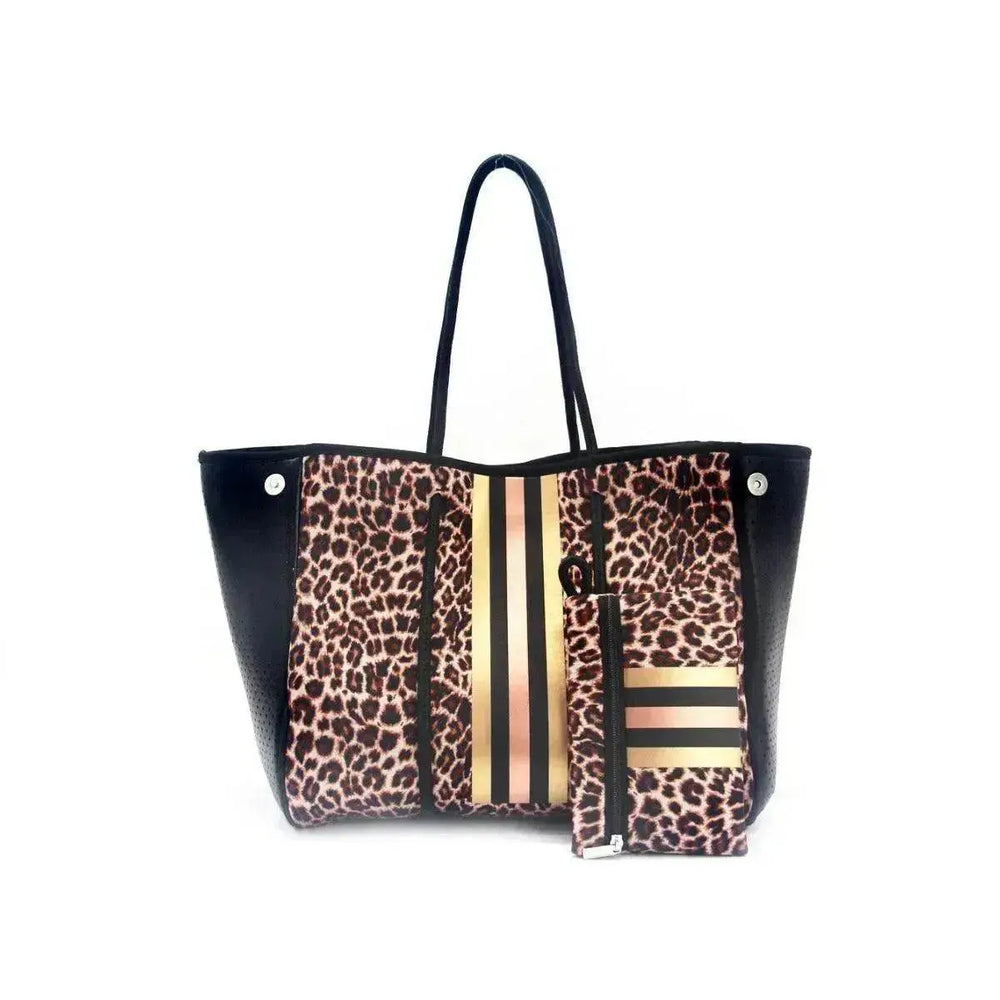 Leopardenmuster Aufgedruckte Schwarze Tragbare Strandtasche Freizeit Reise - EX-STOCK Canada
