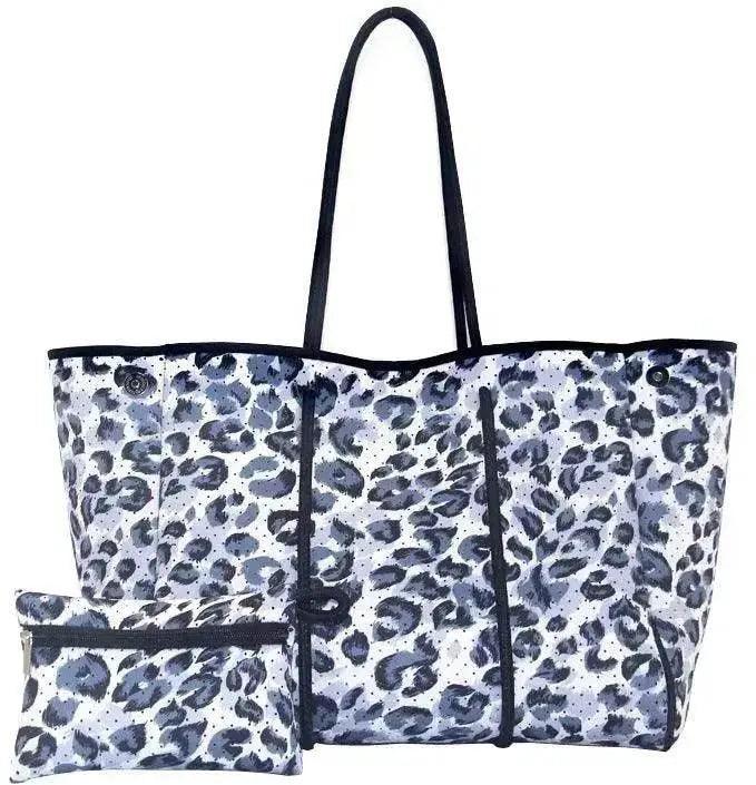 Leopardenmuster Aufgedruckte Schwarze Tragbare Strandtasche Freizeit Reise - EX-STOCK Canada
