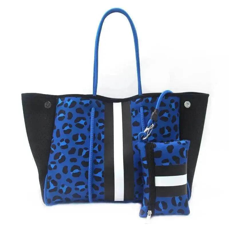 Leopardenmuster Aufgedruckte Schwarze Tragbare Strandtasche Freizeit Reise - EX-STOCK Canada