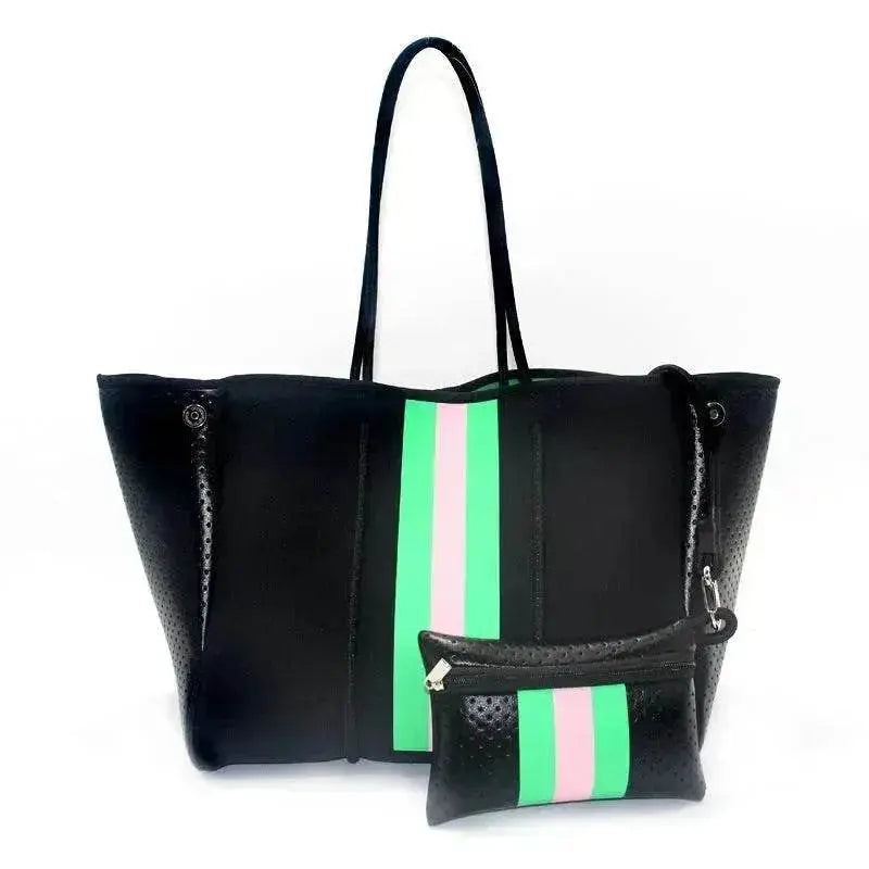 Leopardenmuster Aufgedruckte Schwarze Tragbare Strandtasche Freizeit Reise - EX-STOCK Canada