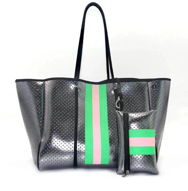 Leopard Print Printed Black Portable Beach Bag Leisure Travel - EX-STOCK Canada