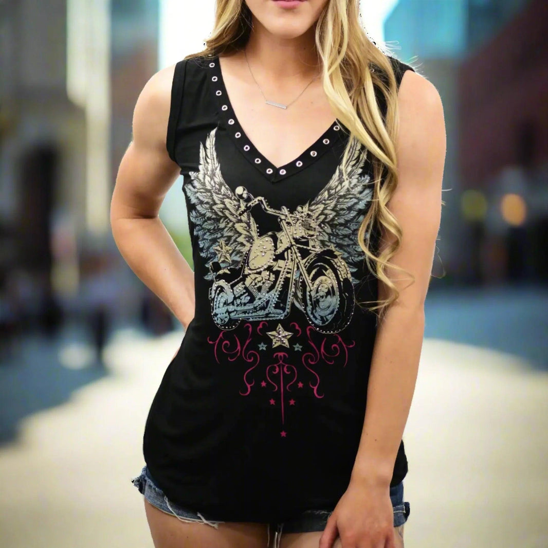 Liberty Wear Women's Bike and Wings T-Shirt EX-STOCK Canada