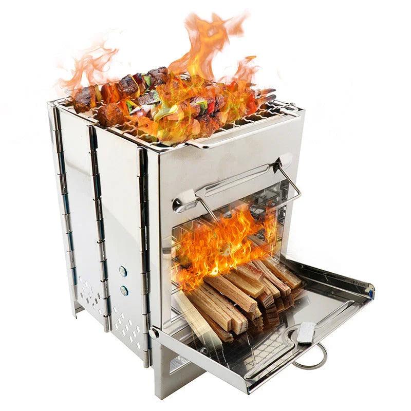 Lightweight Camping Wood Stove Adjustable Folding Wood Stove Burning for Outdoor Cooking Picnic Hunting BBQ Windproof EX-STOCK Canada