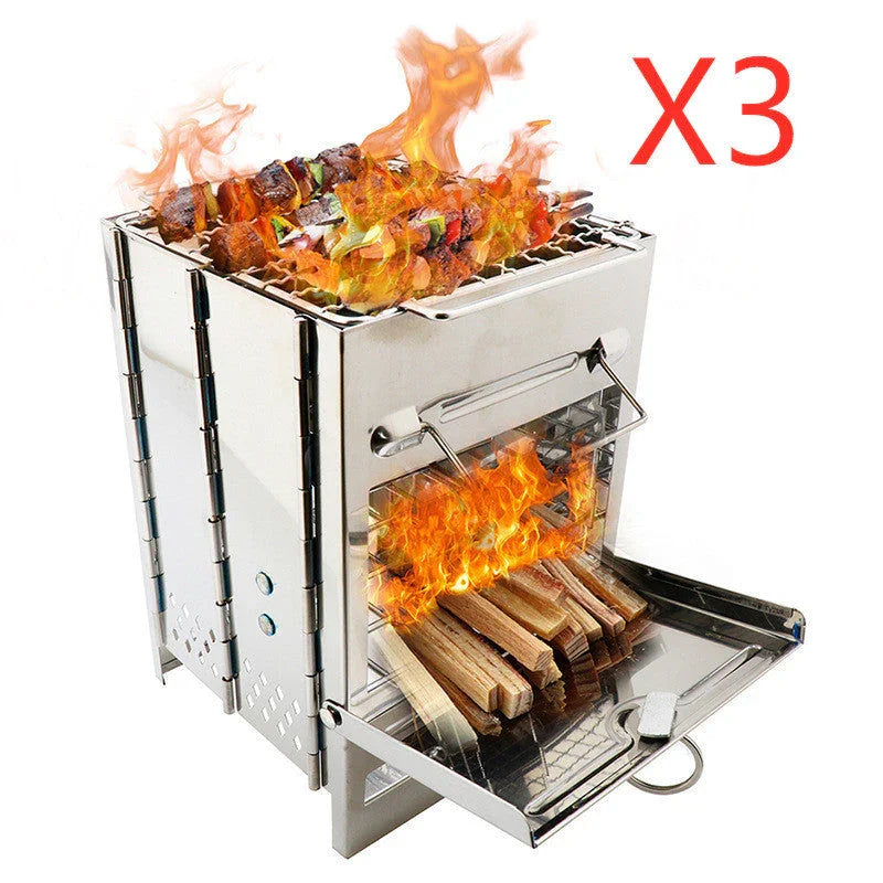 Lightweight Camping Wood Stove Adjustable Folding Wood Stove Burning for Outdoor Cooking Picnic Hunting BBQ Windproof EX-STOCK Canada
