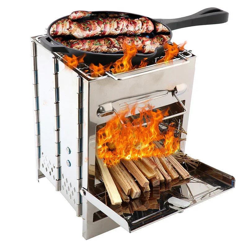 Lightweight Camping Wood Stove Adjustable Folding Wood Stove Burning for Outdoor Cooking Picnic Hunting BBQ Windproof EX-STOCK Canada