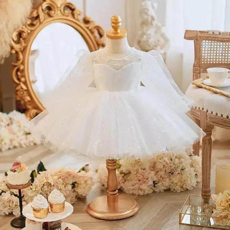 Robe de princesse pour enfants à manches longues avec broderie de perles faite à la main - EX-STOCK Canada
