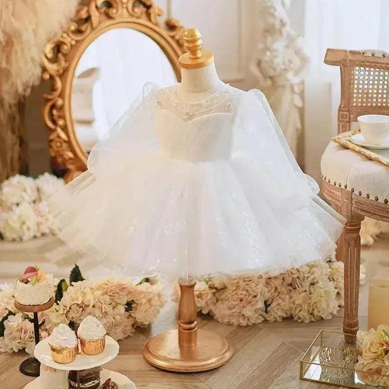 Robe de princesse pour enfants à manches longues avec broderie de perles faite à la main - EX-STOCK Canada