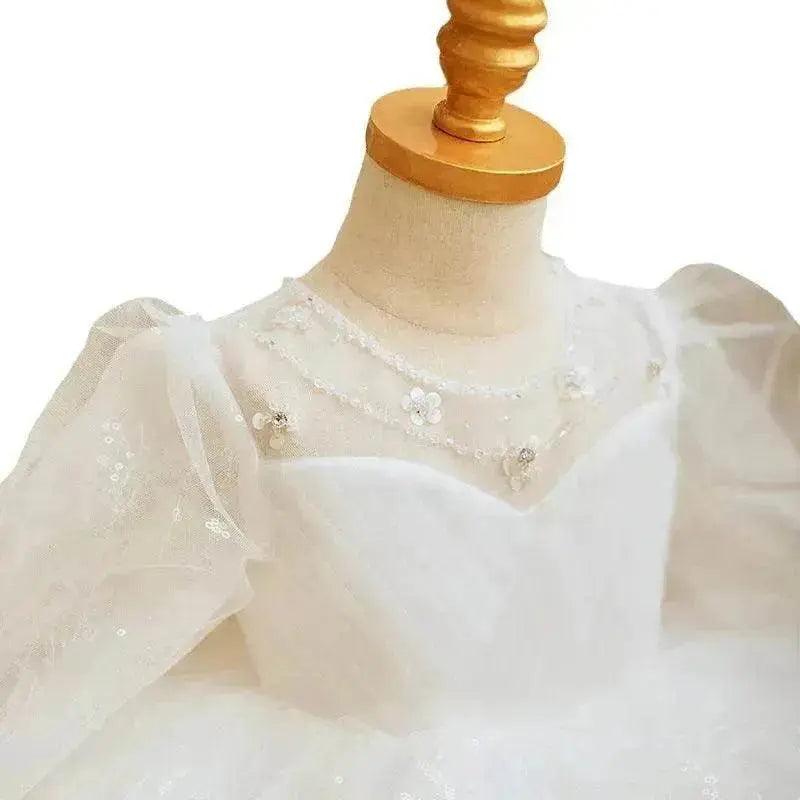 Robe de princesse pour enfants à manches longues avec broderie de perles faite à la main - EX-STOCK Canada
