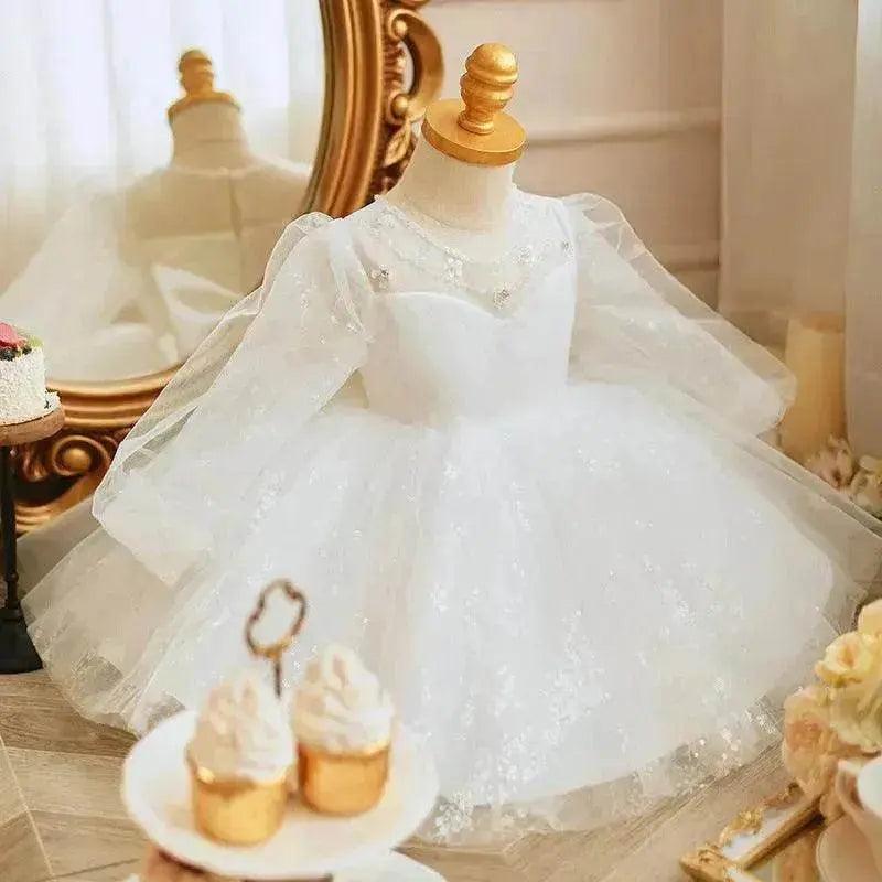 Robe de princesse pour enfants à manches longues avec broderie de perles faite à la main - EX-STOCK Canada