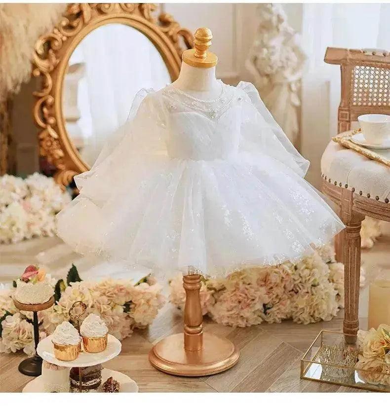 Robe de princesse pour enfants à manches longues avec broderie de perles faite à la main - EX-STOCK Canada