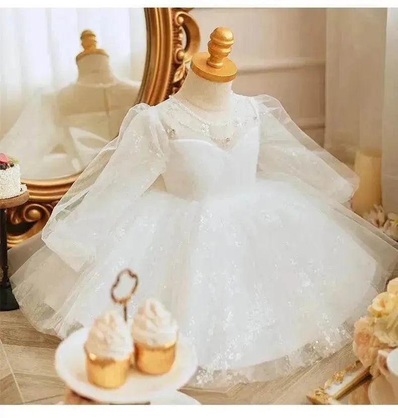 Robe de princesse pour enfants à manches longues avec broderie de perles faite à la main - EX-STOCK Canada