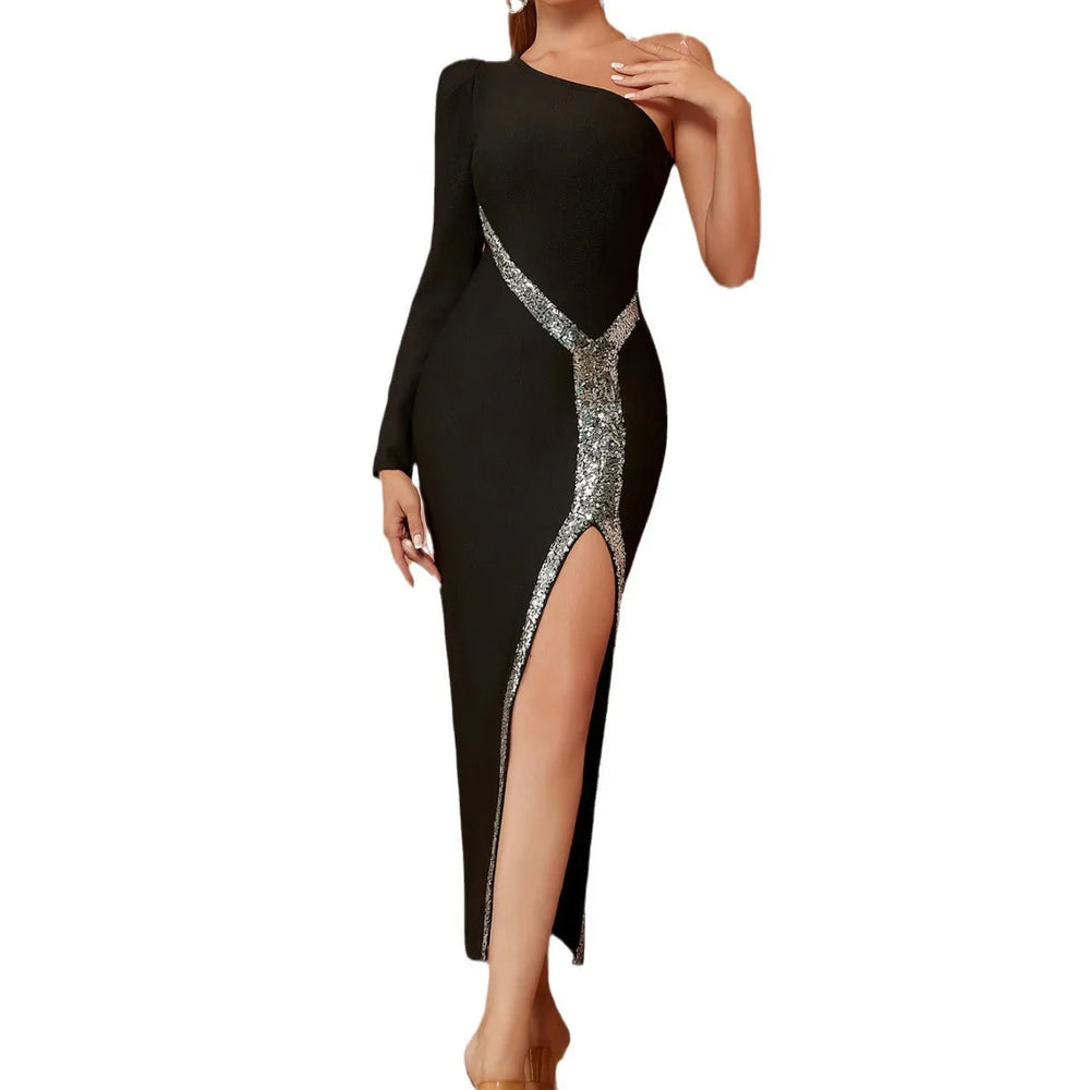 Long Sleeve One Shoulder Bandage Party Dress EX-STOCK Canada
